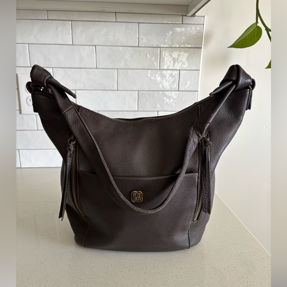 ELLIOTT LUCCA NEW BROWN GENUINE LEATHER TOTE SHOULDER BAG PURSE HANDBAG - Picture 2 of 10